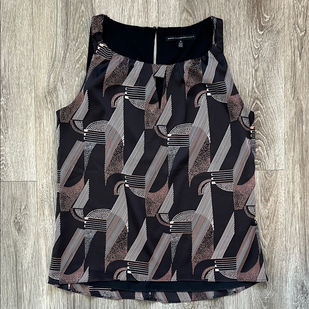 White House Black Market Black and Pink Top